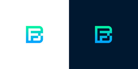 Vibrant abstract lettermark logo design combining letters B and F with a modern gradient effect, perfect for digital technology and innovative brand identity © anello
