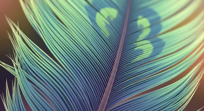 Peacock Feather with Number Three.