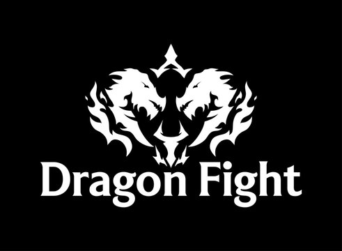 Dragon Fight Logo Battle Emblem Fantasy Creature Combat Symbol Aggressive Esports Badge Design