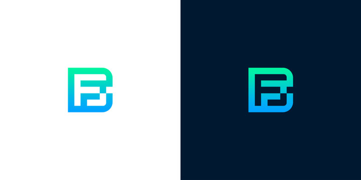 Vibrant abstract lettermark logo design combining letters B and F with a modern gradient effect, perfect for digital technology and innovative brand identity