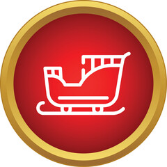 Naklejka premium White outline of a christmas sleigh in a red and gold circular frame