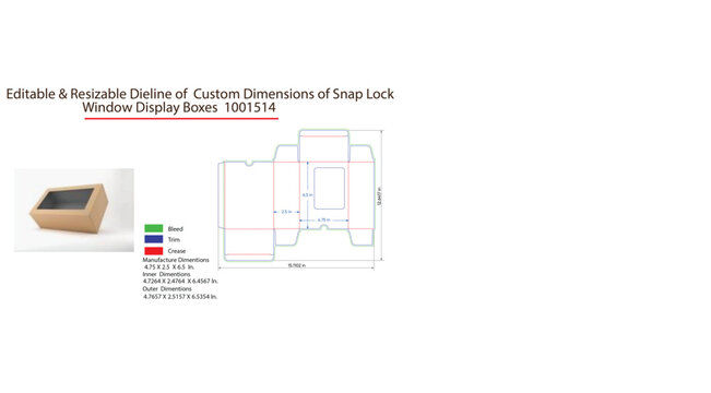 Customizable snap lock window display box, cardboard packaging with technical