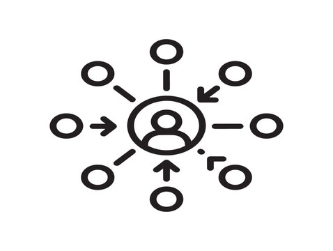 Contact tracing icon illustrating viral spread and connectivity in flat design vector illustration