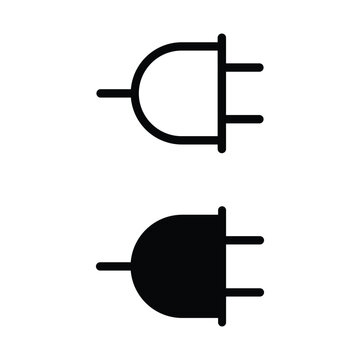 Simple power plug icon in flat style, electricity connection symbol isolated on white background.