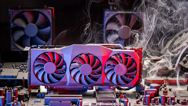 Burning graphics card when overclocking the main unit.