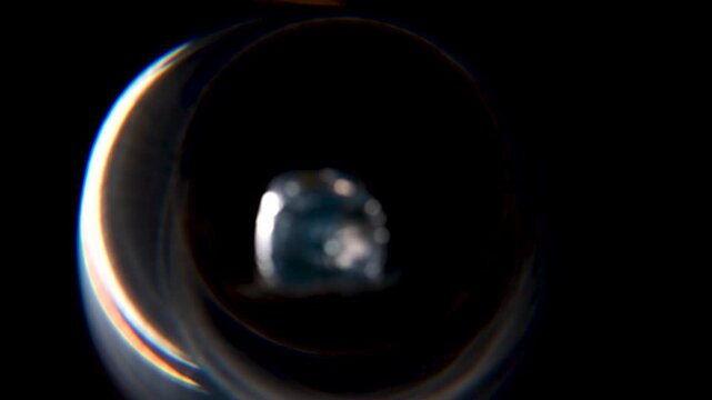 A circular rainbow glare appears
