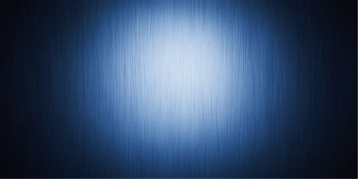 Dark blue abstract background with a spotlight reflecting on a brushed silver metallic steel plate texture for a shiny stainless material surface design