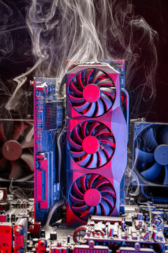 Detailed view of graphics card when overclocking the main unit.