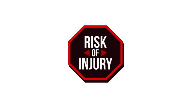 Risk of injury warning label sign animation. Potential physical danger. Safety hazard. Digital media alert. Animated attention element. Motion graphic with text. Inform notification 4K video