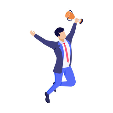 Isometric style illustration of an achievement
