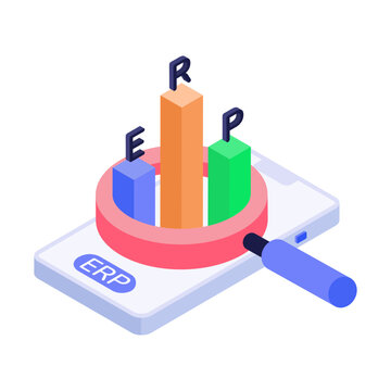 Isometric style illustration of erp analytics
