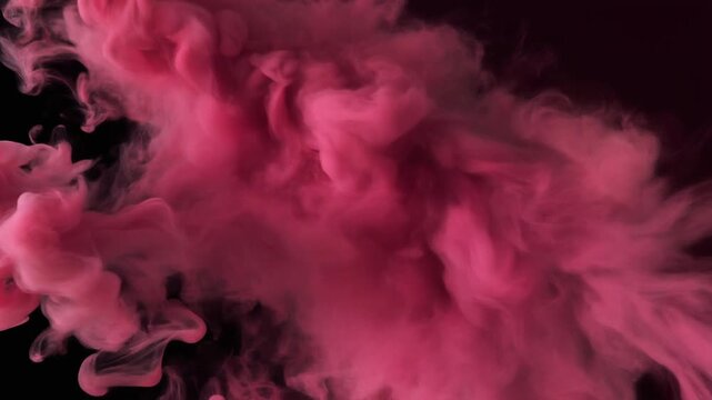 "Billowing cloud of pink smoke swirling dynamically against dark background with magenta and light tones"