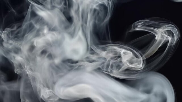 Abstract Smoke Wisps Swirling Against a Dark Background.