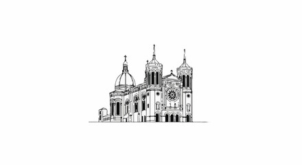 Obraz premium Ornate dome and spires crown this grand, classic stone church structure