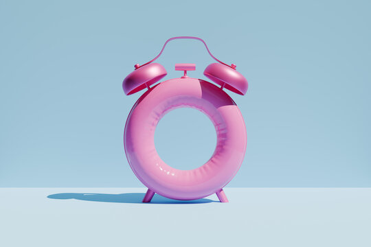 Pink alarm clock combined with inflatable ring concept