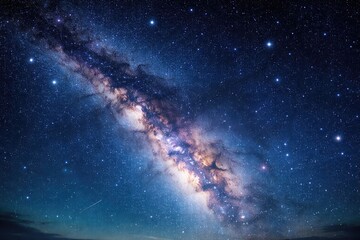Fototapeta premium Immense starry expanse glowing brightly against a tranquil blue sky