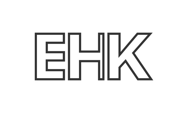 EHK logo design template with strong and modern bold text. Initial based vector logotype featuring simple and minimal typography. Trendy company identity.