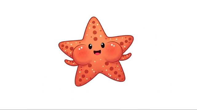 Red starfish isolated on white background illustration with decorative holiday style design