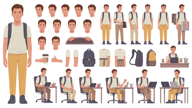 Set of diverse people icons standing in a row flat style illustration Vector