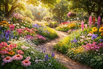 Obraz premium Lush garden of flowers showcasing seasonal Earth Day charm
