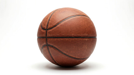 Obraz premium Isolated Orange Basketball with Black Lines on a White Background, Studio Shot