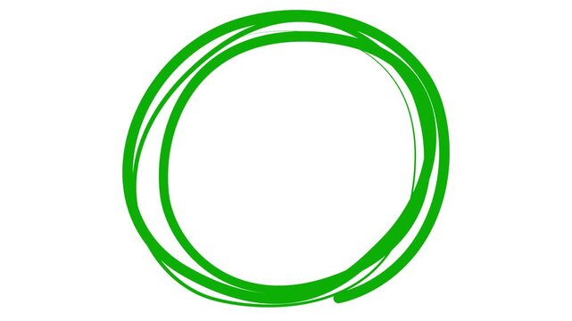 Animated green decorative lines is drawn. Linear circle frame with copy space. Fluid effect. Drop of liquid moving. Looped video. Vector illustration isolated on white background.
