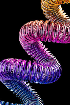 Vibrant 3D coil spiral with glass color bands