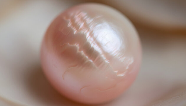 Rare pink Conch pearl macro texture with unique flame structure chatoyancy