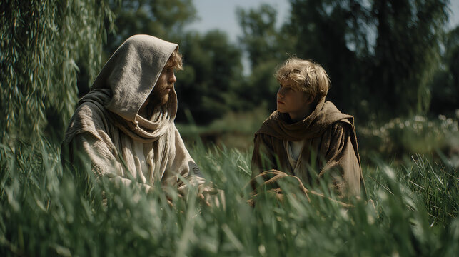 Illustration of Joseph and Benjamin, sons of Jacob, from his wife Rachel