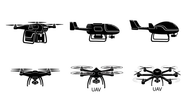 Drone silhouettes in various forms.