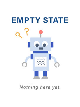 ロボットキャラクターが入ったエンプティステートのUIデザイン　