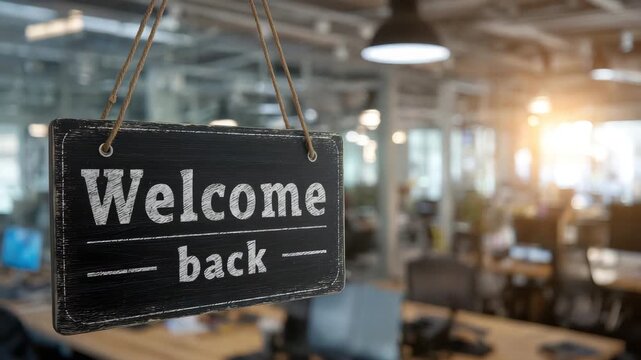 welcome back to the office hanging sign animation
