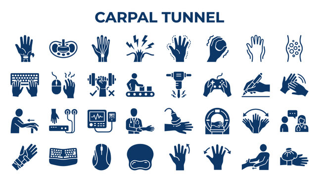 Carpal Tunnel Syndrome Symptoms Causes Treatment and Prevention Medical Icons Set