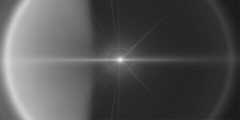 Mysterious cosmic landscape with a bright celestial body, emitting radiant light in the expansive blackness. © nur