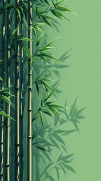 A flat design bamboo featuring geometric lines and simple shapes with solid colors, embodying a minimalist approach and modern graphic style.