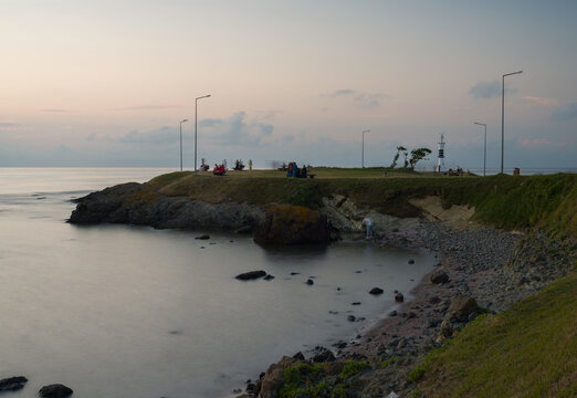 Yason Cape lighthouse. Photographed with long exposure. Ordu city, T&uuml;rkiye.