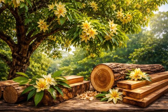 Champaca tree with aromatic flowers and quality timber display