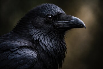 Obraz premium Dark raven bird profile captured in sharp close up