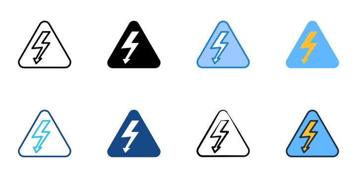 Voltage icons set multiple style collection. Editable stroke 
