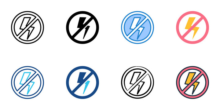 Power outage icons set multiple style collection. Editable stroke 
