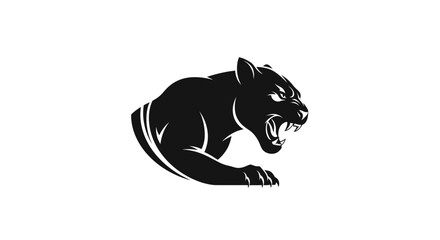Fototapeta premium Modern Black Panther Head Mascot Vector Logo Isolated on White
