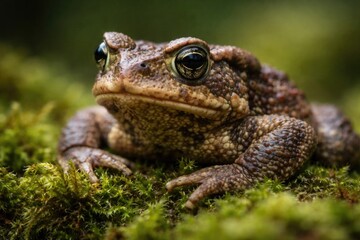 Fototapeta premium Focused close up view of amphibian on moss