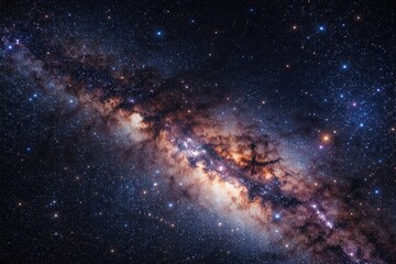 Fototapeta premium High resolution close up of the Milky Way galaxy with radiant stars and interstellar dust in the cosmos