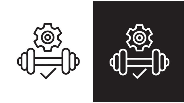 Fitness Technology Icon Featuring Dumbbell and Gear for Smart Gym Equipment and Workout Innovation Concepts