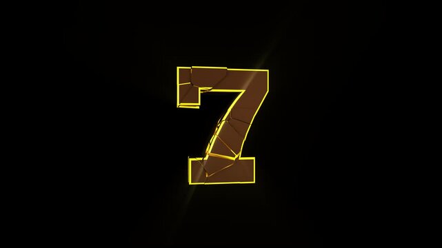 Number 7 Explosive Number OVERLAY Transition Animation on Alpha Channel, Loop
