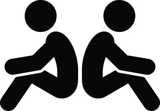 Two icons of people sitting on the floor in a relaxed cross-legged position