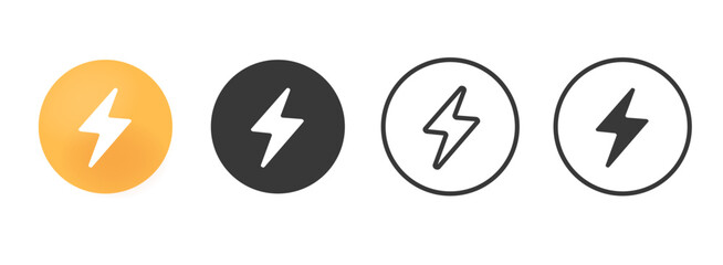 Lightning bolt energy power icon line stroke outline vector as fast speed service flash sign symbol modern ui interface element graphic set, electricity warning alert logo danger bold solid clip art  © vladwel