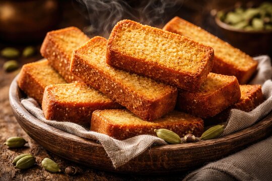 Delicious rusk with cake notes and warm cardamom aroma