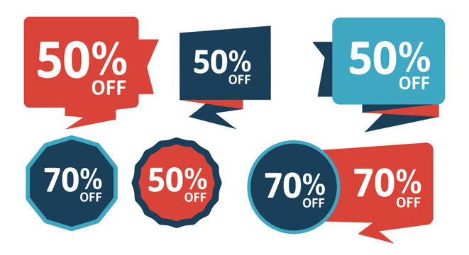 Discount Sale Tags 50% Off 70% Off - Marketing Labels Set