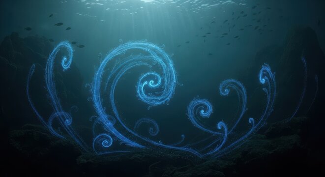 Bioluminescent Algae Swirls in Deep Ocean Currents